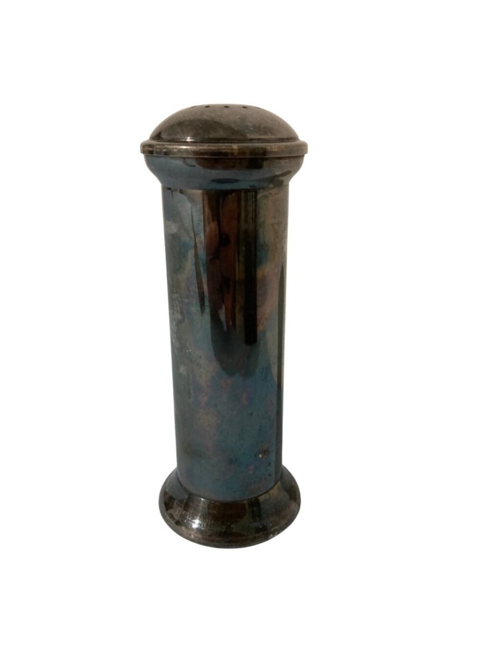 Antique Silver Tone Salt Shaker Cylindrical Design Vintage Kitchen Collectible